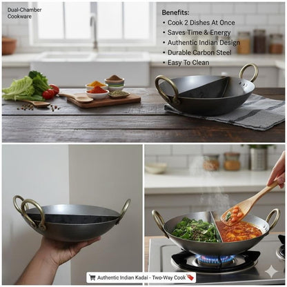 2 in 1 Partition Kadai Multifunctional Cooking Pot