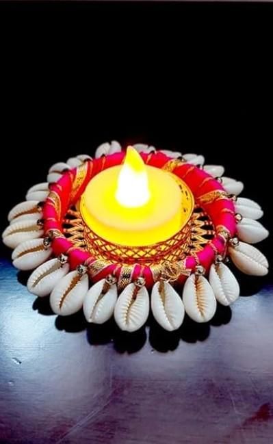 Cowrie Shell Design Tealight Holder Pack of 2