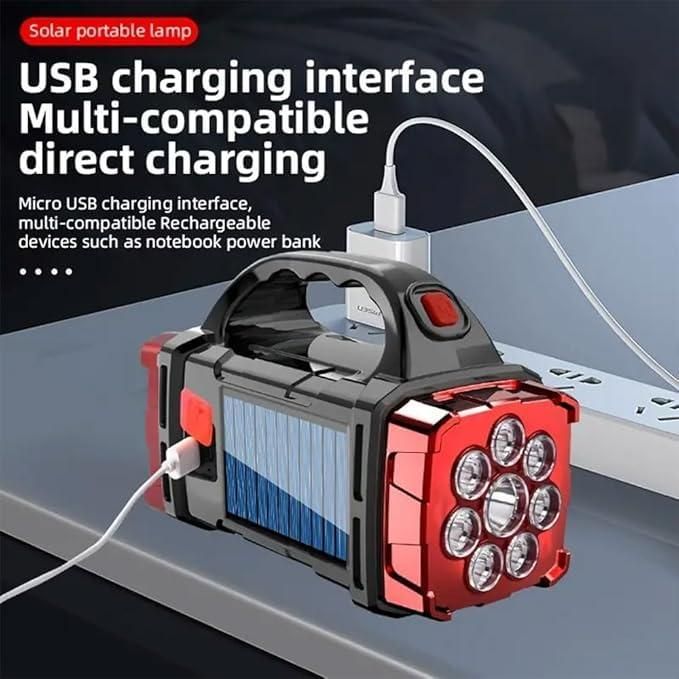 Multifunctional Solar Waterproof Flashlight with USB Charging
